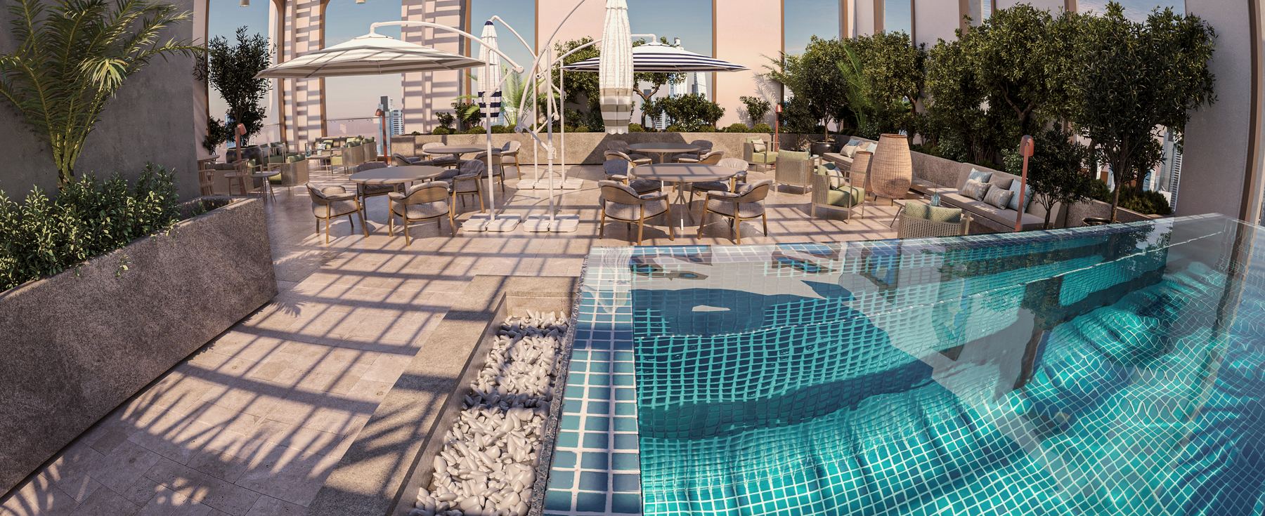 Rooftop amenity deck, Al Burj Residences, Riyadh
